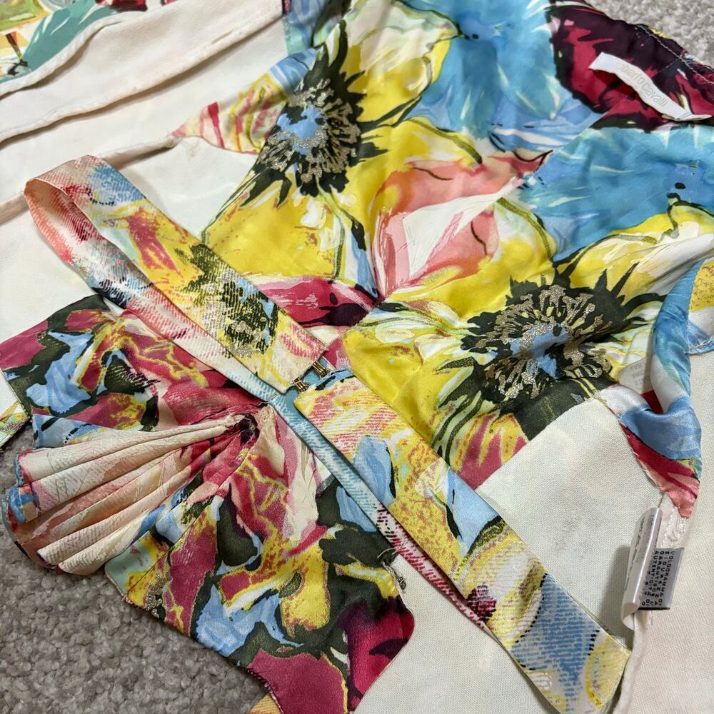 Roberto Cavalli S/S 2003 Bustier Corset Floral Abstract Denim Silk Top Vintage - Picture 11 of 12